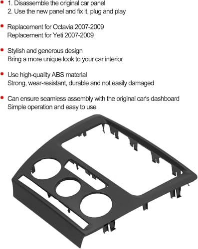 Cadre de navigation 2DIN console centrale remplacement Yeti 2007-2009 - 2