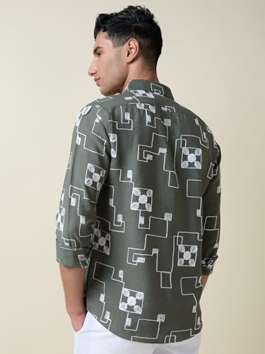 Image of Thomas Scott Mens Regular Fit Embroidered Full Sleeves Casual Shirt