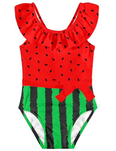 Image of Girls One Piece Swimsuits Toddler Cute Ruffle Bathing Suits Quick Dry Beach Swimwear Size 2-7 Years