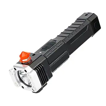 Crowd Clicks LED Rechargeable Torch Light | Flastlight & Power Bank | Car Window Breaker & Seat Belt Cutter |