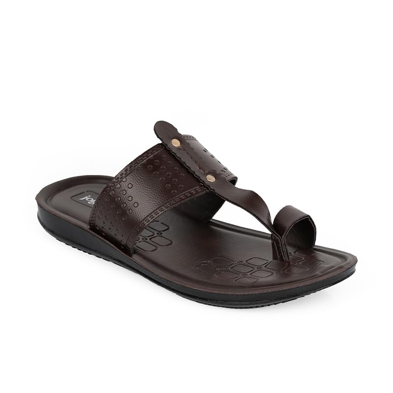 Image of Jogger Men's Toe Loop Casual Sandals Slip-On T-Strap Open Footwear with Cushioned Footbed Anti-Slip Sole Black (Brown, UK Footwear Size System, Adult, Men, Numeric, Medium, 9)