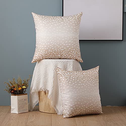 Set Of 2 Antelope Pillow Covers, 20X20 Inch Soft Linen Faux Fawn Animal Print Modern Euro Throw Pillow Covers, Square Neutral Accent Pillow Case Sham For Couch Sofa Bedroom Decorative Beige And White #TOP4