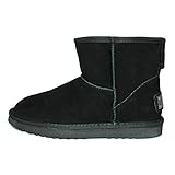 Echtleder und Teddyfell JT Echtleder Damen Moon Boots TEDDYFELL BOMMEL Winterstiefel Stiefellette SCHWARZ (38)