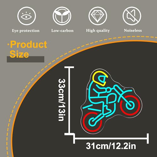 Image of Allball Motorcyclist Neon Signs for Wall Decor, Motocross Neon Light USB Powered, for Garage LED Sign Man Cave Racing Motorcycle Decor Mechanic Shop Garage theme party Birthday Gifts(12.9 * 12.2 In)
