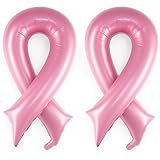 Heyiminy Breast Cancer Awareness Balloons, 2 Pack 42 In Pink Breast Cancer Survivor Balloon, Breast Cancer Pink Ribbon Foil Balloons for Fundraiser Party, Survivor Celebration, Balloon Arch Kit