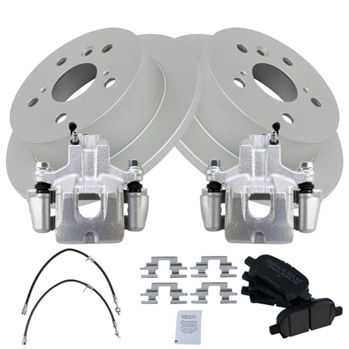 Image of TRQ Rear Brake Pad & Rotor Kit Ceramic Premium G-Coated Compatible with 2005 Toyota Avalon