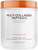Codeage Multi Collagen Protein Powder Peptides, Hydrolyzed Collagen for Women & Men, Collagen Supplements, Grass Fed Bone Broth, 2-Month Supply, Unflavored, Type 1, 2, 3, 5 & 10, Non-GMO - 20 OZ