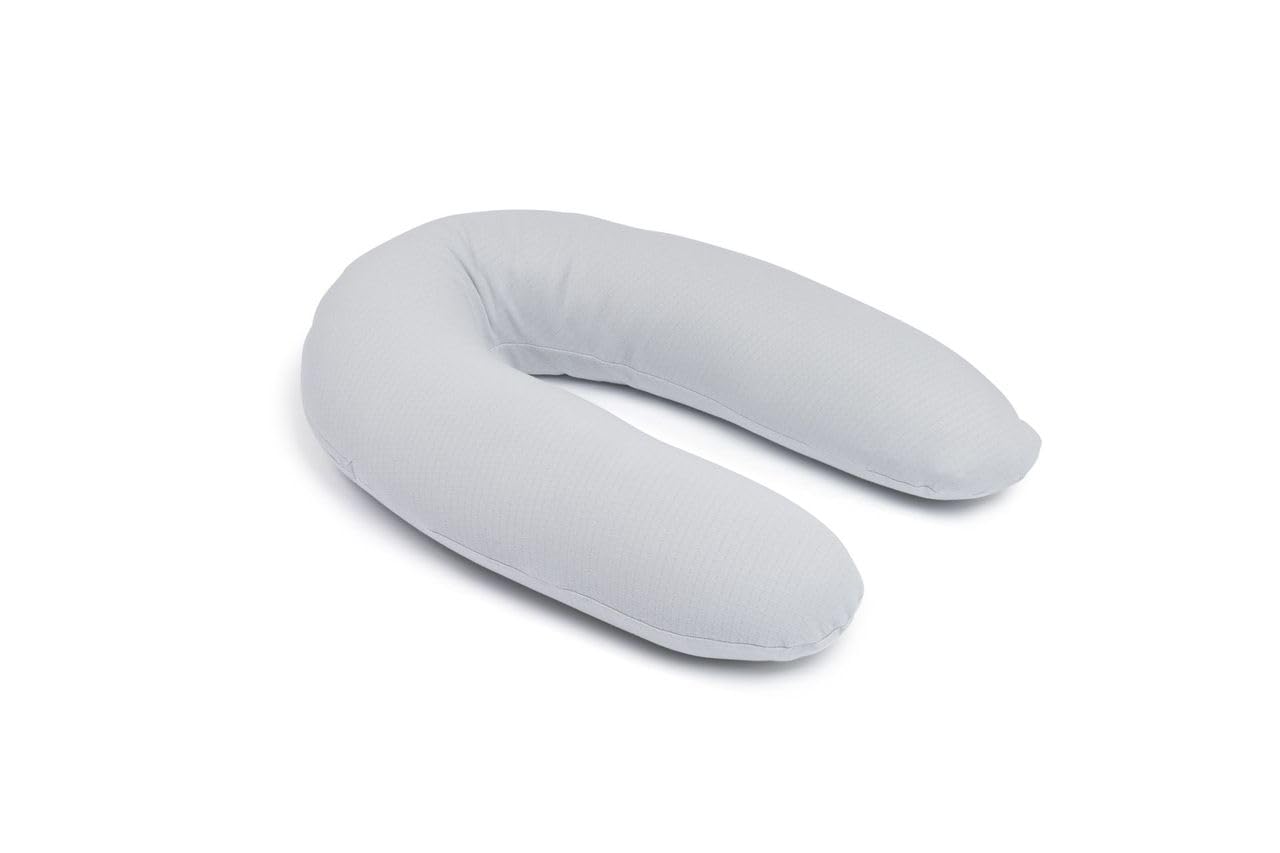 doomoo Coussin de Grossesse & d'allaitement 2 en 1 Twisty - Ultra Confort - Remplissage Microbilles Ultra-​Fines - Silencieux - Made in Europe - Certifié Oeko-​TEX et Bio, Pearl Grey