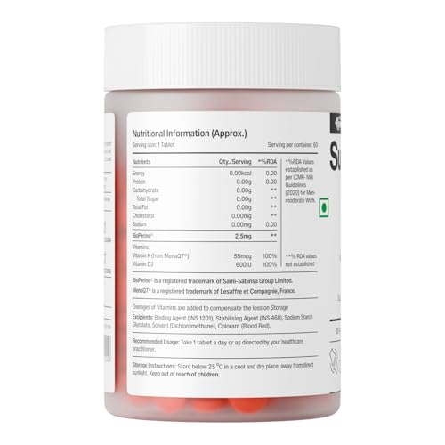 Image of Alpino SuperONE Vitamin D3 + K2 Tablets | 600 IU D3 & 55 mcg K2 (MK-7) with BioPerine | Bone, Muscle & Immunity Support | 60 Tablets