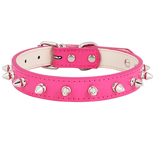 Yiwong Bullet Nail Rivet Dog Collar, Spiked Leather Dog Collar, Leather Collar with Rivets, Medium Pit Bull, English Bulldog