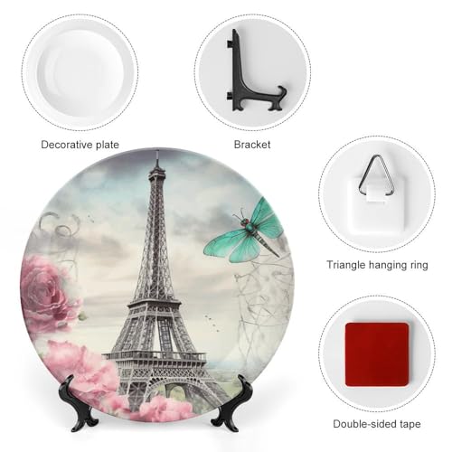 Assiette céramique décorative libellule porcelaine support vertical vacances