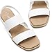 FITORY Women's Flat Sandals Fashionable Square Open Toe Adjustable Buckle Slippers Summer White Size 11