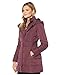 Cole Haan Women's Taffeta Down Coat with Bib Front and Dramatic Hood, merlot, Large