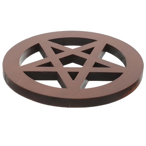 Alipis Decoración de Altar de Madera Pentáculo Colgante Ritual Soporte para Velas y Copa Símbolo Wicca Vintage para Suministros de Brujería y Eventos Ceremoniales