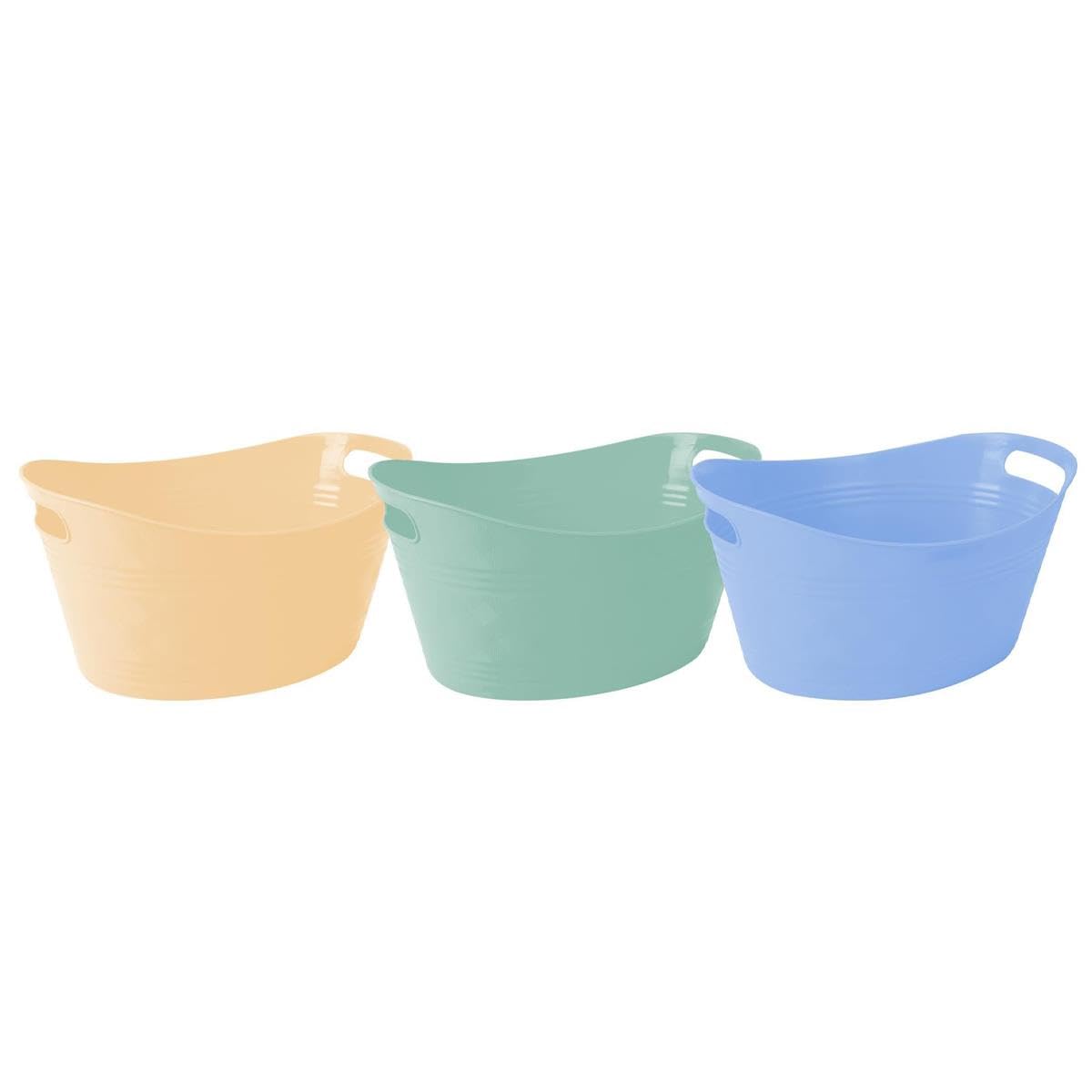 Pack of 3 Ice Buckets - Blue Green Yellow Summer Party Barbeque BBQ Indoor Outdoor - Drinks Bottles Juice Beer Cocktails Water Cooler - Strong Carry Handles