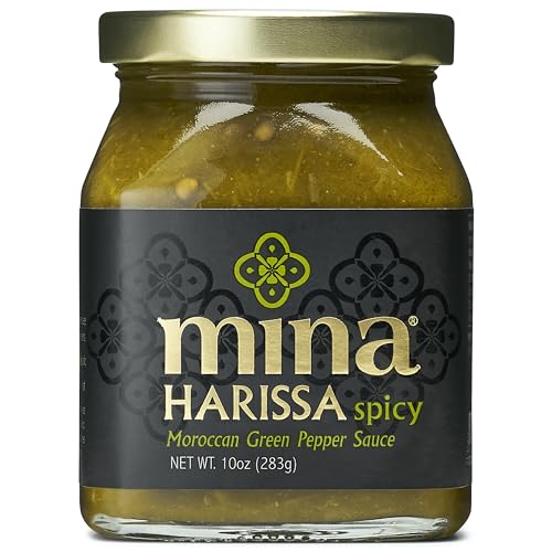 Mina Harissa Green Hot Sauce, 10 oz, Homestyle Moroccan Green Chili Garlic Sauce, Your New Salsa Verde for Spicing Up Any Dish, Harissa Sauce Perfect for any Cuisine or as a Dip & Spread