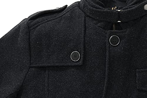 Wantdo Men's Winter Parka Stand Collar Windproof Wool Jacket Pea Coat Black M #TOP5