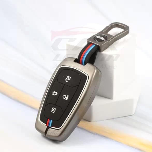 Image of Metal Silicon Keycover for Punch, Harrier, Altroz, Nexon, New Safari, Bolt, Tiago, Tigor - 4 Button Smart Key (Metal Silicon)