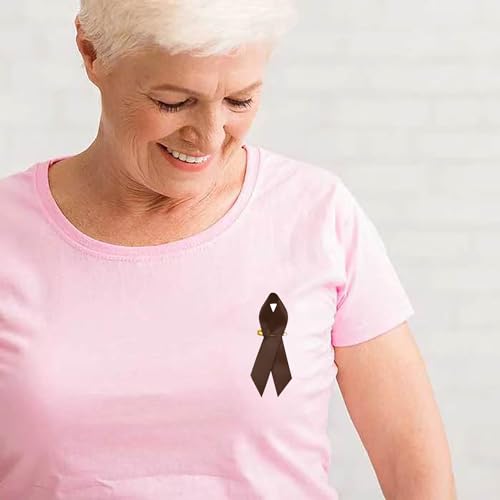 Image of 100pcs Brown Ribbon Satin Pins, Cancer Awareness Ribbon Pins Hope Faith Awareness Brooch for Party Event Supplies Clothing Decoration, 7.5cm
