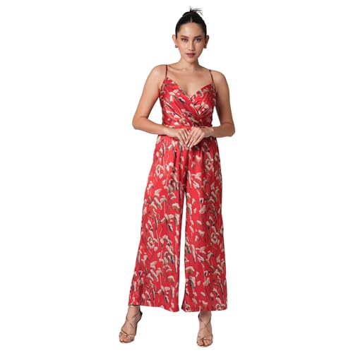 Image of Globus Women Yellow Solid Wrap V-Neck Jumpsuit-3640450001