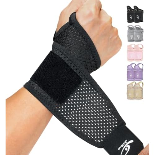 HiRui 2-Pack Ultra-Thin Mesh Wrist Wraps - Breathable, Adjustable Wrist Support for Workouts & Daily Use - Unisex Wrist Brace for Pain Relief, Tendonitis, Carpal Tunnel - One Size Fits All (Black)