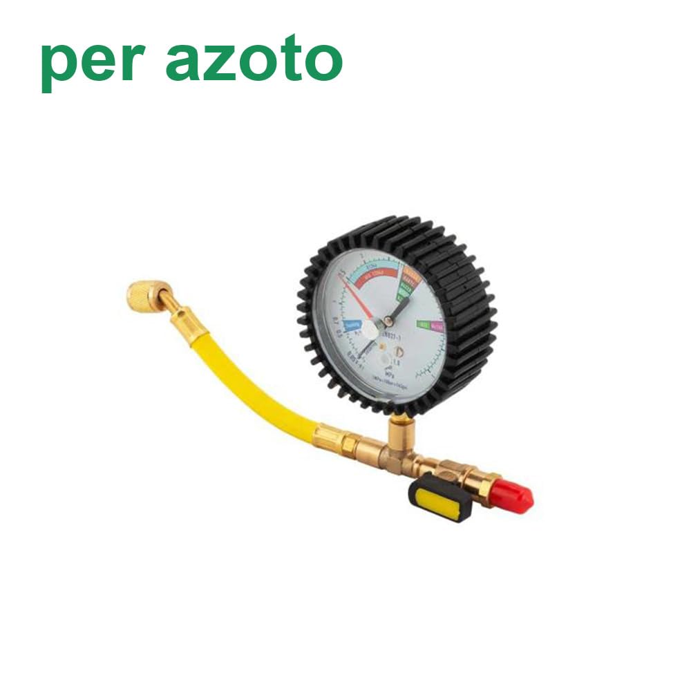 3S SuperSamaStore Manometro Professionale per Azoto, Attacchi 1/4'' Sae con Rubinetto per Prova Tenuta Circuito