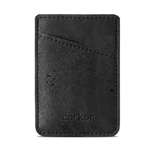 CORKOR Geldbörse Minimalistische Schlank Brieftasche Herren Leichtes Natur-Leder Kreditkarten Natur Veganer Korkleder Schwarz