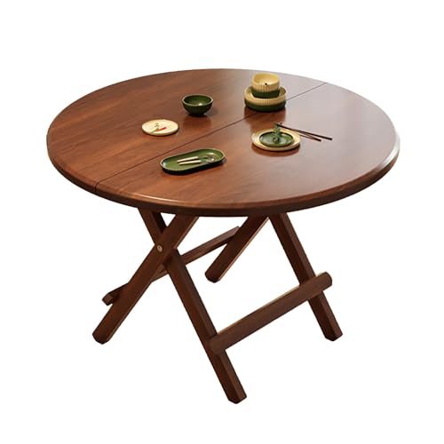 Table à manger extensible ronde et table pliable marron de salle à manger gain de place