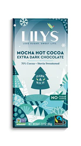 Mocha Hot Cocoa Chocolate Style Bar By Lily's Sweets | Stevia Sweetened, No Added Sugar, Low-Carb, Keto-Friendly | 70% Cocoa | Fair Trade, Gluten-Free & Non-Gmo | 2.8 Ounce, 12-Pack… #TOP1
