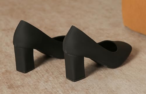 LizFoYa Women Elegant Work Pumps Retro Square Toe Office Chunky Heels Comfort Block Heels Shoes3