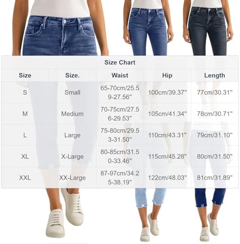 Jean Capri Pants for Women High Waisted Distressed Cropped Jeggings Causal Stretchy Cropped Jeggings with Pockets - 3