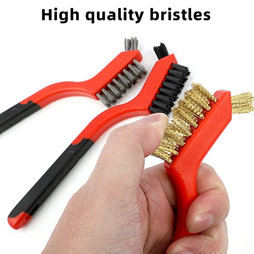 Image of Wire Brush Set,6 Pack 7inch Stainless Steel Wire Brush Scratch Brushes Set with Curved Handle Grip for Deep Cleaning Welding Slag Rust and Dust