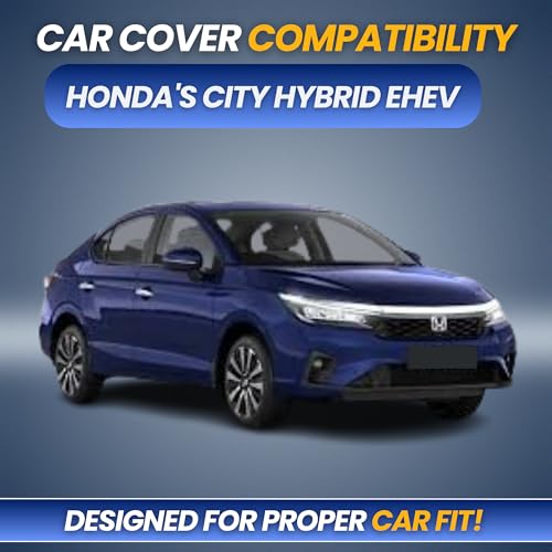 Image of Premium 100% Waterproof Car Cover for Honda's City Hybrid Ehev 2022-2026 | All-Weather, UV & Dust Protection | Heavy-Duty 3-Layer Fabric | Custom Fit with Mirror & Antenna Pockets | Navy Blue