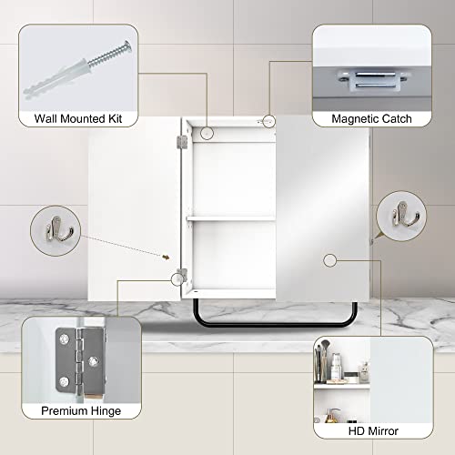 Hlr Medicine Cabinet With Mirror, Wall Mounted With Removable Towels Bar And Side Hook, Mirror Cabinet For Bathroom, Living Room, Bedroom #TOP4