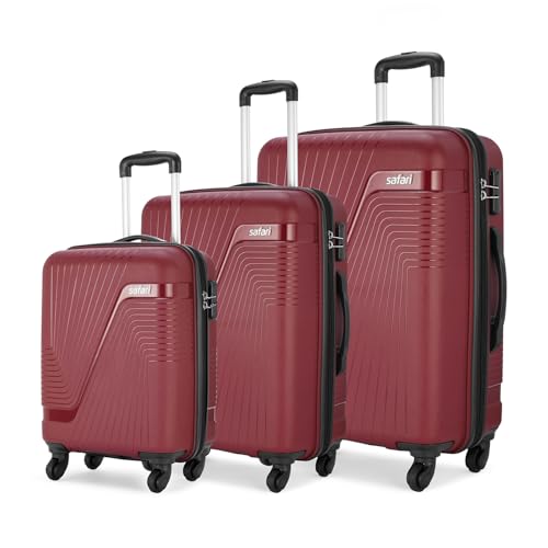 Image of Safari Zion Set of 3 (Cabin + Medium + Large) Trolley Bags Hard Polypropylene 4 Wheels 360 Degree Wheeling Luggage, Travel Bags, Suitcase for Travel, Trolley Bag for Travel, Maroon