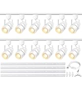 Bravsekai White LED Track Lighting Heads Kit, 10W 4000K Natural White 12-Lights GU10 Dimmable Tra...