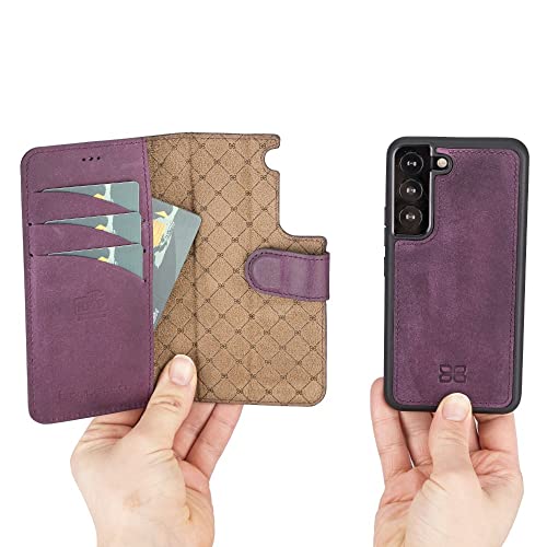 Bouletta Leather Wallet Case For Samsung Galaxy S22 - Detachable Magnetic Rfid Flip Folio Phone Cover With 4 Card Slots For Men And Women 6.1'' Purple #TOP1