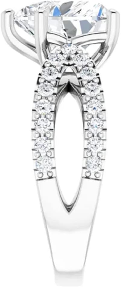 JEWELERYIUM 5 CT Heart Cut Colorless Moissanite Engagement Ring, Wedding/Bridal Ring Set, Solitaire Halo Style, Solid Sterling Silver Vintage Antique Anniversary Promise Ring Gift for Her