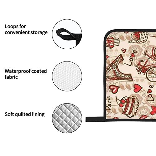 Paris And Love Oven Mitts And Pot Holders 4 Pcs Set Heat Resistant Non-Slip Oven Gloves And Potholders For Kitchen Cooking Baking Grilling Bbq #TOP5