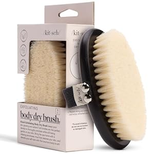 Kitsch Dry Brushing Body Brush for Lymphatic Drainage- Soft Bristles – Dry Brush to Remove Dry Skin and Improves Blood Circulation, Body Exfoliator Scrubber for Glowing Skin, Sauna Accessories