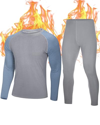 Roadbox Thermals Underwear Sets for Men - Base Layer Tops & Pants Long Johns Extreme Cold Weather Gear for Snowboard Running