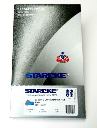 Matador Abrasive Wet or Dry Sandpaper 50 Sheet 180 Grit 5-1/2" x 9" Silicon Carbide Made in Germany