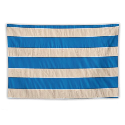 Rideau pour salon et chambre avec tapisserie à rayures blanches et bleues