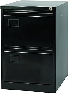 Jemini 2 Drawer Black Filing Cabinet, Metal, 62.2 x 47 x 71.1 cm
