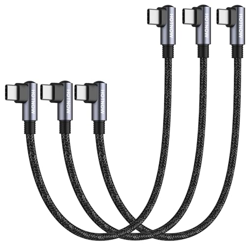 HOTNOW USB C auf USB C Kabel rechtwinklig 0.3m 3Pack, 30cm PD 65W Typ C USB 2.0 Schnellladekabel