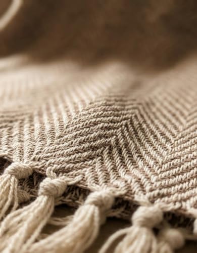Image of Soft Throw Blanket | Used Both Indoor and Outdoor | Blanket for Living Room | Bedroom | Hall | Kids Room | Sofa and Bed or Chair Throw (Zigzag Beige)