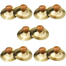 VANZACK 10pcs Finger Cymbals with Wooden Handles Sturdy Percussion Instruments for Dance Parties Boys and Girls Entertainment and Belly Dancing