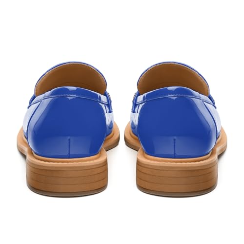 Image of JUSTDANNI Loafers for Women Slip On Shoes with Round Toe 1.2-Inch Low Chunky Block Heel Patent Comfortable Casual Dress Pump Shoes for Wedding Party Work Shopping Dating