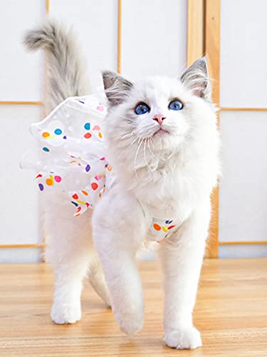 Qwinee Cute Polka Dot Mesh Cat Skirt Dog Dress Birthday Wedding Christmas Party Dog Costume Dresses For Kitty Puppy Small Medium Dogs Multicolor Xxl #TOP1