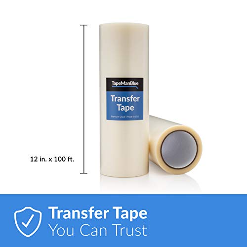 Clear Transfer Tape for Vinyl 12" x 100' Roll, Made in USA, Premium